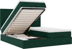 3314600 vidaXL Османска легло с матраци и LED, тъмнозелено, 160x200 см, кадифе