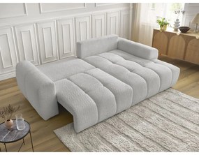 Светлосив сгъваем/с място за съхранение ъглов диван от прежда с примки от букле (десен ъгъл) Roxelane – Bobochic Paris