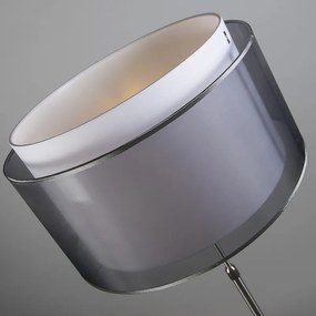 Подова лампа от стомана с черен и бял абажур 47 см регулируема - Parte