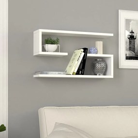 Меламиново 2 части стенен рафт Jenika в бял цвят 60x14,5x18см.