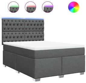 3292847 vidaXL Боксспринг легло с матрак, тъмносиво, 160x200 см, плат