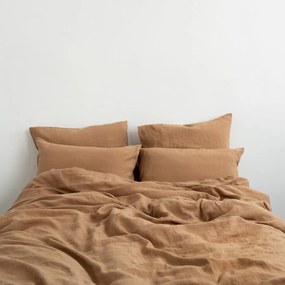 Кафяво ленено спално бельо за двойно легло 200x200 cm - Linen Tales
