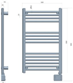 Лира за баня Adler AD 7824, 600W, 13 нагревателни ленти, LED контролер панел, , IP24, Бял