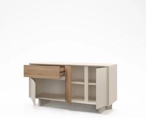 Скрин от дъбов декор бежов и естествен цвят 146x76x45 cm Carpi – Marckeric