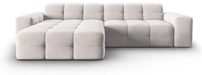 Ъглов диван от светлосиво кадифе (ляв ъгъл) Kendal - Micadoni Home