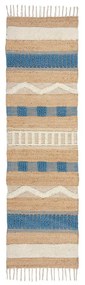 Синьо-естествена ръчно изработена пътека със смес от юта 60x230 cm Medina Jute – Flair Rugs