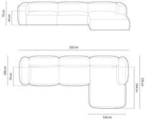 Тъмносин модулен ъглов диван (десен ъгъл) Martina – Micadoni Home