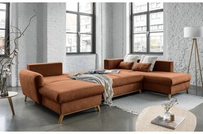 Тухленооранжев U-образен разтегателен диван, десен ъгъл Scandic Lagom - Miuform