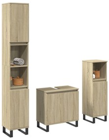 3307675 vidaXL Комплект шкафове за баня от 3 части дъб сонома инженерно дърво