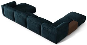 Тъмносин кадифен модулен ъглов диван (ляв ъгъл/U форма) Martina – Micadoni