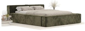 Тъмнозелено двойно легло 160x200 cm тапицирано с място за съхранение с включена подматрачна рамка Voliera – Maison de Rêve