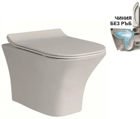 Конзолна тоалетна чиния ICC 3435W SLIM, седалка и капак, порцелан, бял, 48x36x34см