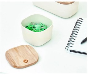 Бяла кутия за съхранение с капак, изработена от дърво от пауловния , 9 x 9 cm Eco - iDesign