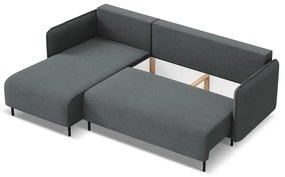 Тъмносив разтегателен ъглов диван с място за съхранение (ляв ъгъл) Luana – Makamii