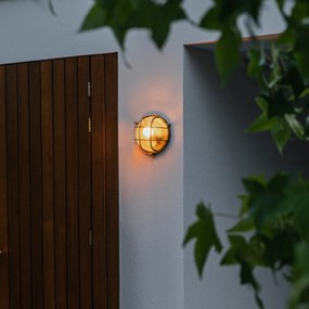 Стенна и таванна лампа златиста/месинг кръгла IP44 - Noutica