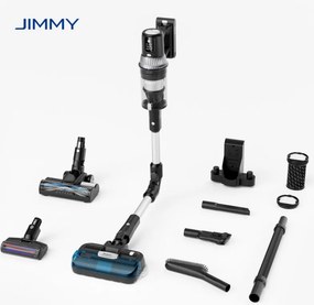 Вертикална прахосмукачка 3в1 JIMMY JV10 Pro Aqua, 800W, 0.6 л, 90 мин, Сухо/мокро + полиране, 4 режима, Сензор за прах, Авто регулиране на мощност, Бял/черен