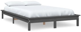 820543 vidaXL Рамка за легло, сива, бор масив, 140х200 см