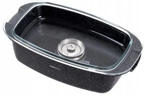 Ростер за фурна и котлон Kinghoff KH 1608, 5.5 литра, Капак с дозатор, Мраморно покритие, Индукция, Черен