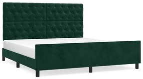 3125949 vidaXL Рамка за легло без матрак, тъмнозелена, 160x200 см, кадифе