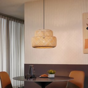 Японди висящ лампа черен с бамбук - Kea