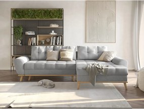 Светлосив разтегателен ъглов диван (десен ъгъл) Balitco – Ropez