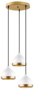 Полилей с кабелно окачване YILDO 3xE27/40W/230V бял/златист