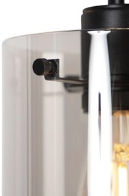 Дизайнерски висящ аплик черен с димно стъкло 3-светлина - Dome