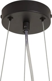 Japandi hanglamp zwart met beige bloemen en wit glas - Flower Power
