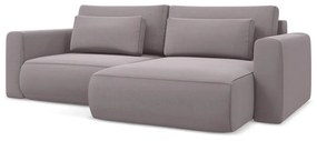 Кадифен разтегателен ъглов диван с място за съхранение в цвят лавандула (десен ъгъл) Kapua – Makamii