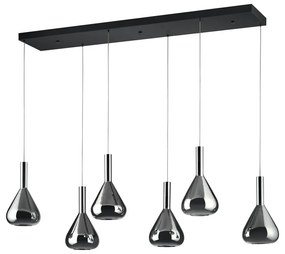 Черно LED висящо осветително тяло със стъклен абажур Cipera – CINQUE