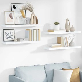 323753 vidaXL Окачени стенни рафтове, 4 бр, бял гланц, 80x23,5x3,8 см, МДФ