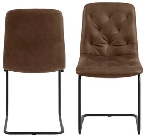 Кафяви трапезни столове от имитация на кожа в комплект от 2 бр. Kira – Actona