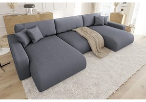 Тъмносив ъглов диван с място за съхранение от рипсено кадифе Sara – Ropez