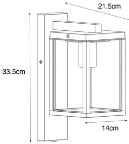 Външна стенна лампа черна с релефно стъкло и сензор за здрач - Charlois
