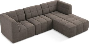 Кафяв ъглов диван от прежда с примки от букле (десен ъгъл) Aloha – Makamii