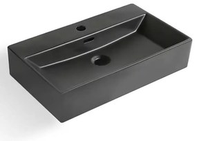 Мивка за баня COMPACT MATT BLACK 6036MB, Inter Ceramic, монтаж върху мебел, порцелан, черен мат, 60.5х36х13см