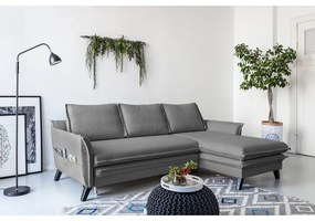 Сив разтегателен диван ъгъл, десен ъгъл Charming Charlie - Miuform