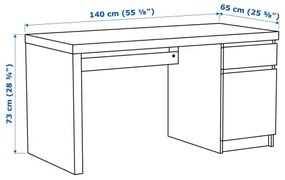 MALM бюро 140x65см, бяло 602.141.59