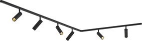 Modern railsysteem met 6 spots zwart 1-fase - Slimline Uzzy
