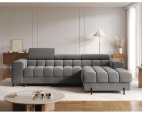 Кафяво-сив кадифен сгъваем/с място за съхранение ъглов диван (десен ъгъл) Felro – ELTAP