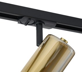 Модерен прожектор златен с кехлибарено стъкло за релсова осветителна система 1-фазна - Iconic Lloyd