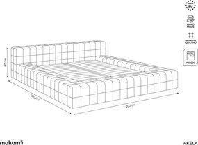 Светлосиво двойно тапицирано легло с включена подматрачна рамка 140x200 cm Akela – Makamii