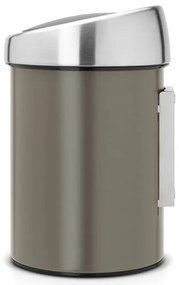 Кош за боклук Brabantia Touch Bin 647215, 3 л, Плавно и безшумно отваряне, Стенен монтаж, Сив