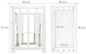 Бяла люлка с място за съхранение и сенник 90x45 cm Indibär - Roba