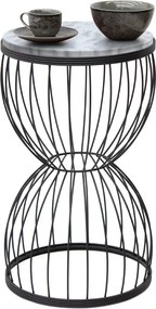 Метален - Mdf странична маса Pino в черен - бял мраморен ефект 35x35x58см.