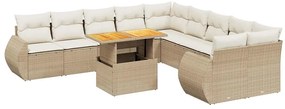 3272388 vidaXL Градински диван с възглавници, 11 части, бежов полиратан