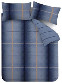 Тъмносиньо двойно удължено фланелено спално бельо 230x220 cm Melrose Tweed Check – Catherine Lansfield