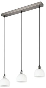 Бяло-сребристо висящо осветително тяло със стъклен абажур Molly – Trio