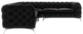 Черен кадифен ъглов диван Chelsea – Ropez
