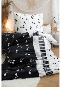 Черно-бяло спално бельо за единично легло от микроплюш 140x200 cm - Jerry Fabrics